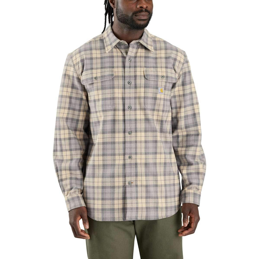 Carhartt Loose Fit Heavyweight Flannel Long-Sleeve Plaid Shirt - 106356 — Carhartt Grey-076, manufacturer product photo