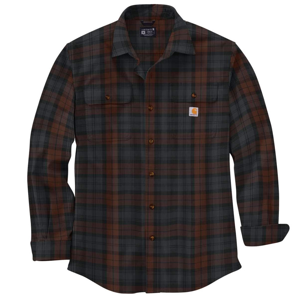 Carhartt Loose Fit Heavyweight Flannel Long-Sleeve Plaid Shirt - 106356 — B80-Mocha, manufacturer product photo