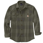 Carhartt Loose Fit Heavyweight Flannel Long-Sleeve Plaid Shirt - 106356 — Dusty Olive-DOV, manufacturer product photo