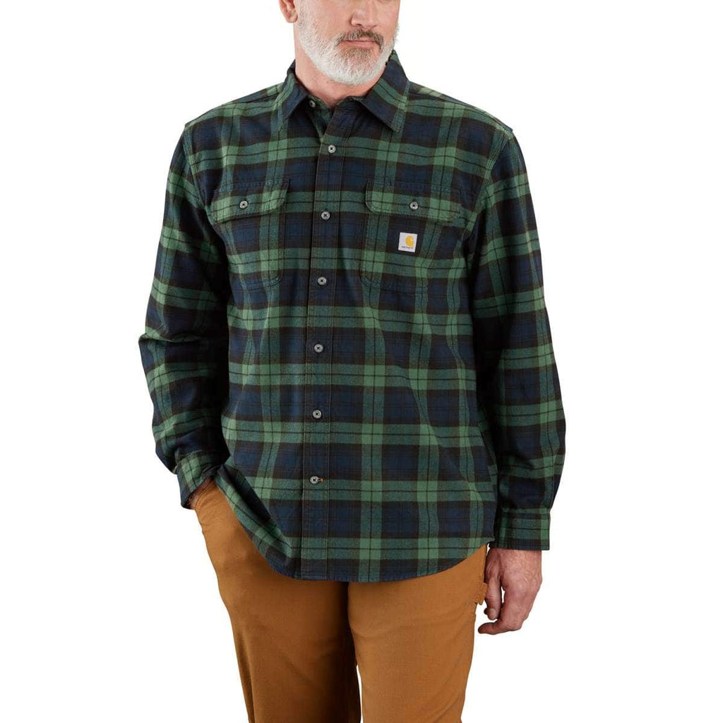Carhartt Loose Fit Heavyweight Flannel Long-Sleeve Plaid Shirt - 106356 — GH6-Frosted Balsam, manufacturer product photo