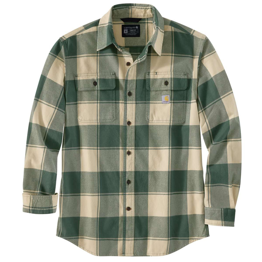 Carhartt Loose Fit Heavyweight Flannel Long-Sleeve Plaid Shirt - 106356 — GL2-FB/Oatmilk, manufacturer product photo