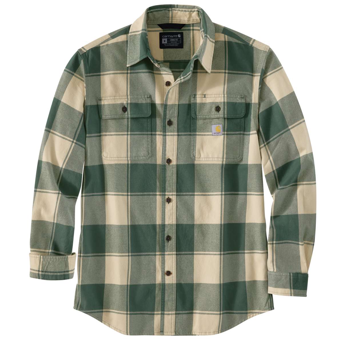 Carhartt Loose Fit Heavyweight Flannel Long-Sleeve Plaid Shirt - 106356 — GL2-FB/Oatmilk, manufacturer product photo