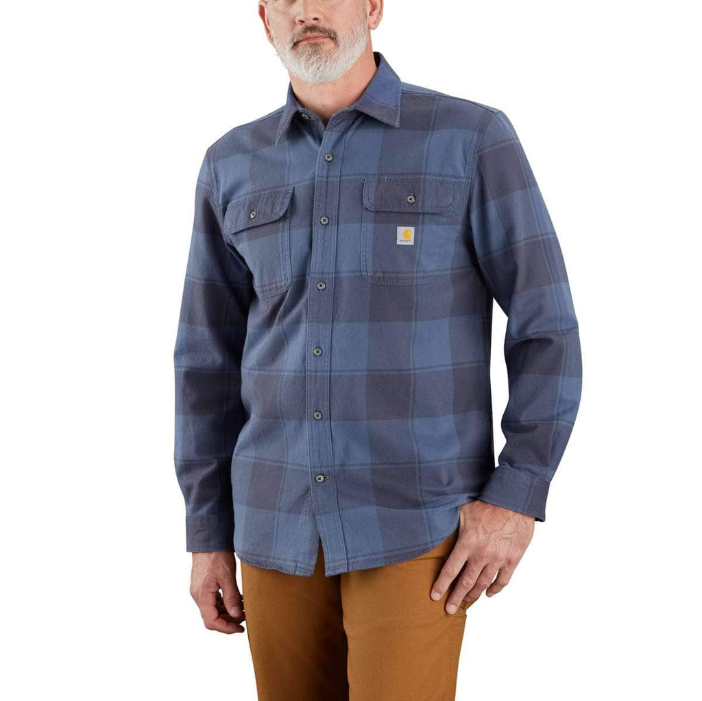 Carhartt Loose Fit Heavyweight Flannel Long-Sleeve Plaid Shirt - 106356 — I26-Navy, manufacturer product photo