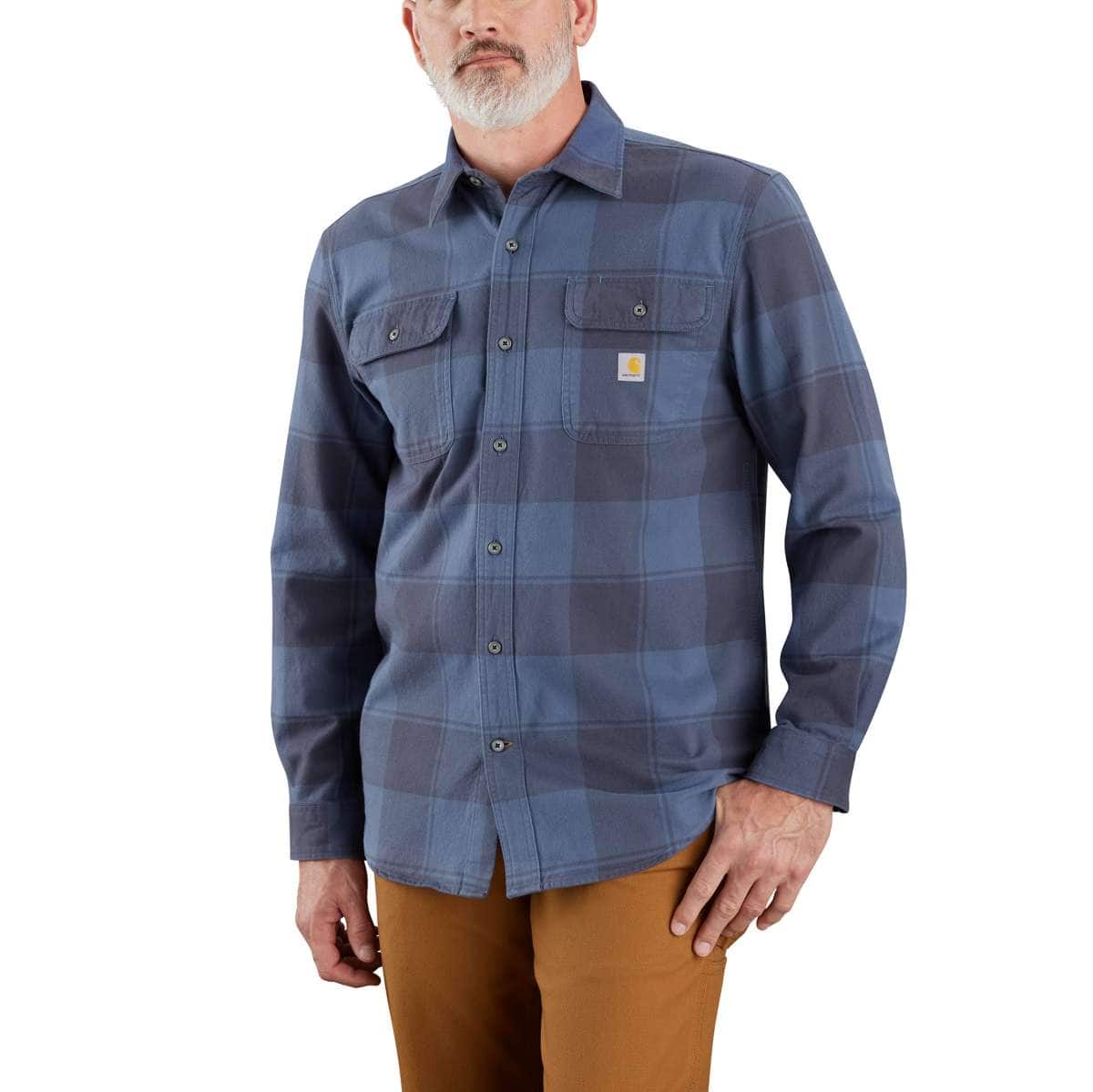 Carhartt Loose Fit Heavyweight Flannel Long-Sleeve Plaid Shirt - 106356 — I26-Navy, manufacturer product photo