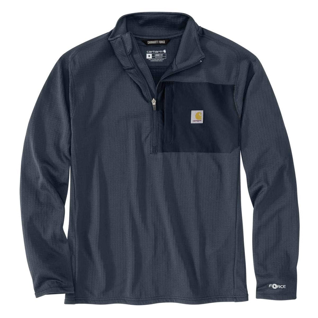Carhartt Force® Relaxed Fit Mock Neck Half-Zip T-Shirt — Deep Smoke Blue-HV8, manufacturer product photo