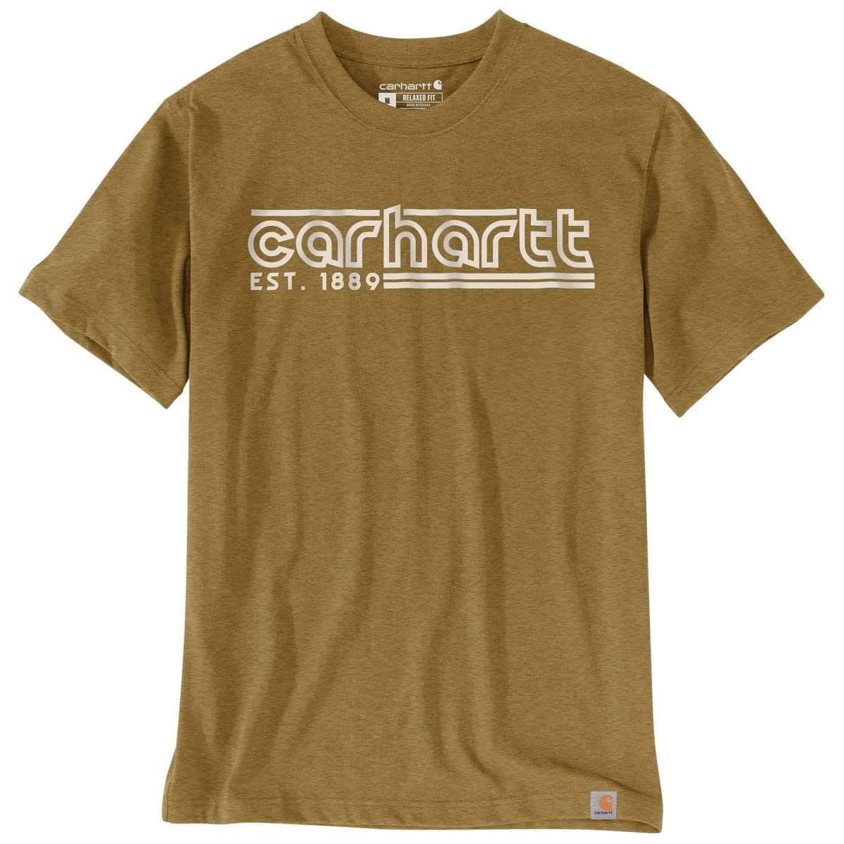Carhartt Relaxed Fit Lightweight Short-Sleeve Logo Graphic T-Shirt — B98-Golden Grass Heather, manufacturer product image
