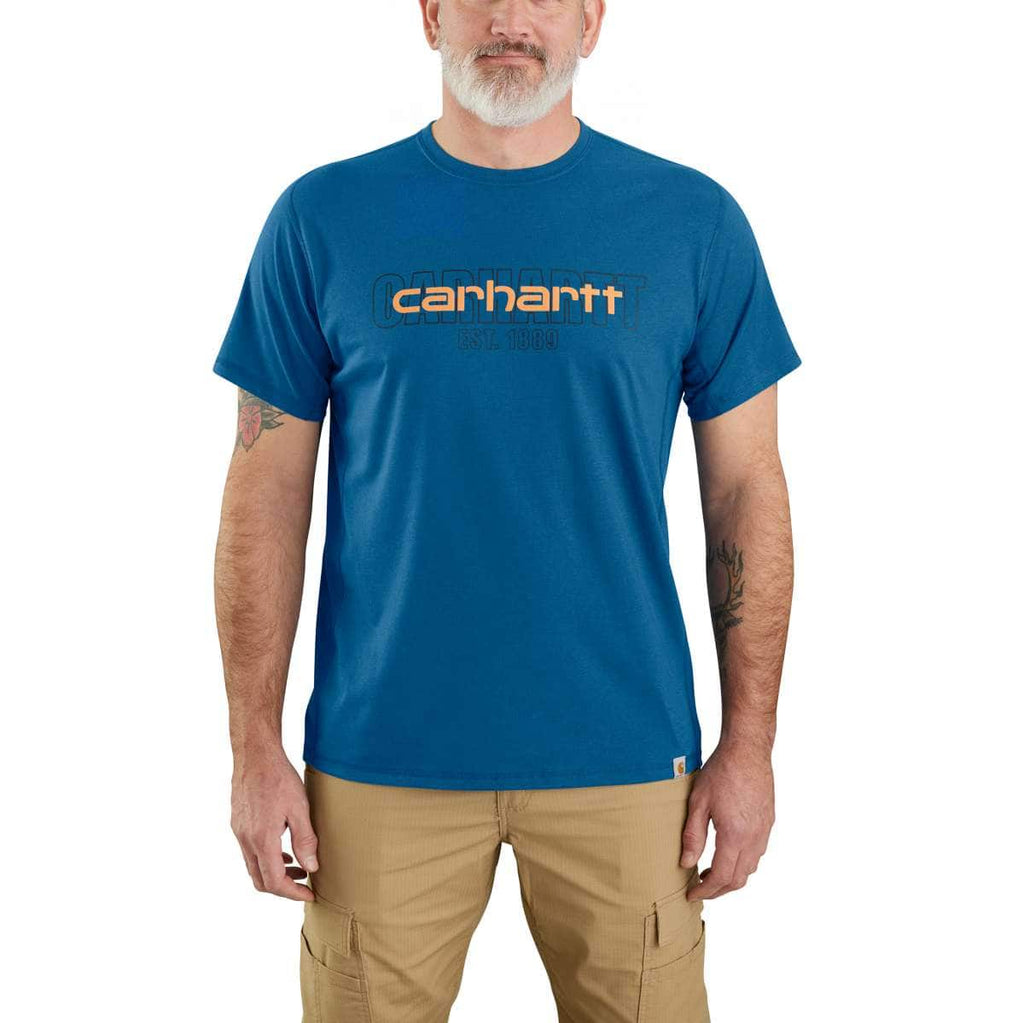 Carhartt Force Short-Sleeve Logo Graphic T-Shirt — 446-Light Huron Heather, manufacturer product photo