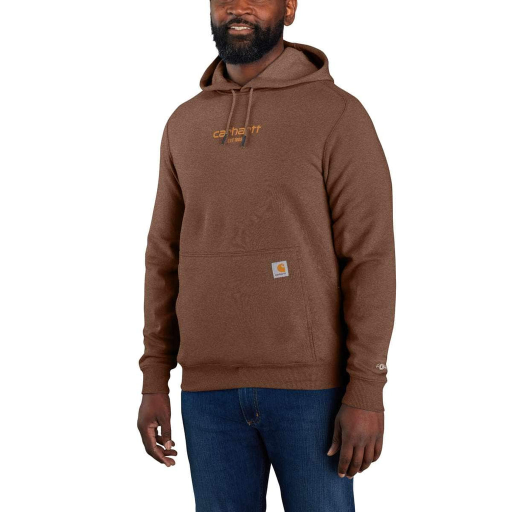 Carhartt Force Relaxed Fit Lightweight Logo Graphic Sweatshirt — B86-Mocha Heather, manufacturer product photo