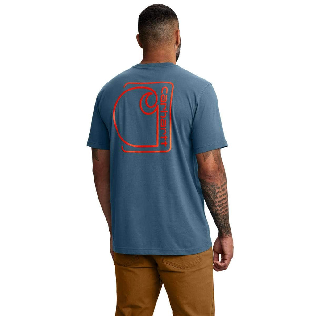 Carhartt Relaxed Fit Lightweight Short-Sleeve Pocket C Graphic T-Shirt — HK8-Storm Blue, manufacturer product image