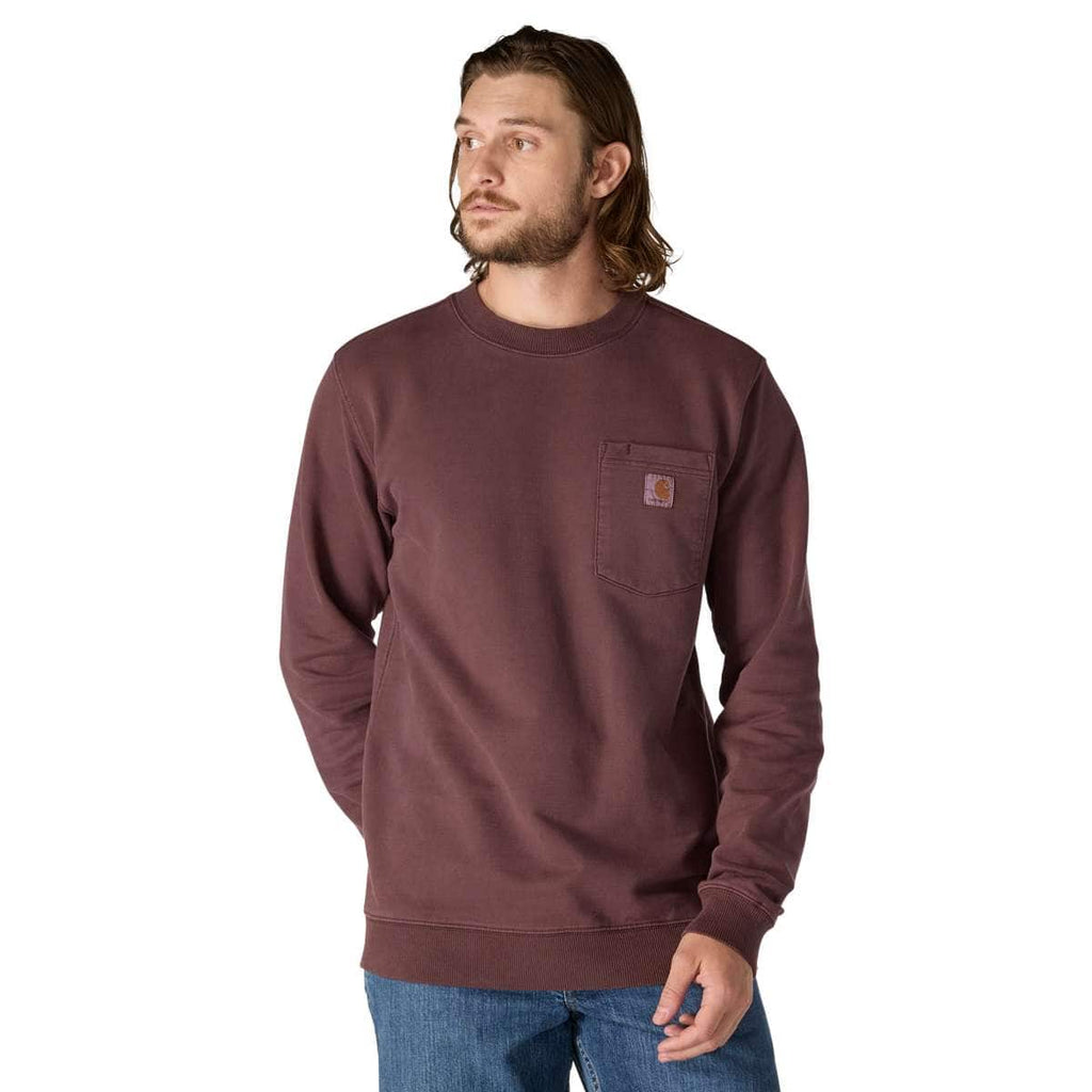 Carhartt Relaxed Fit Midweight Garment Dye French Terry Crewneck Pocket Sweatshirt — BB3-Dark Sepia, manufacturer product photo