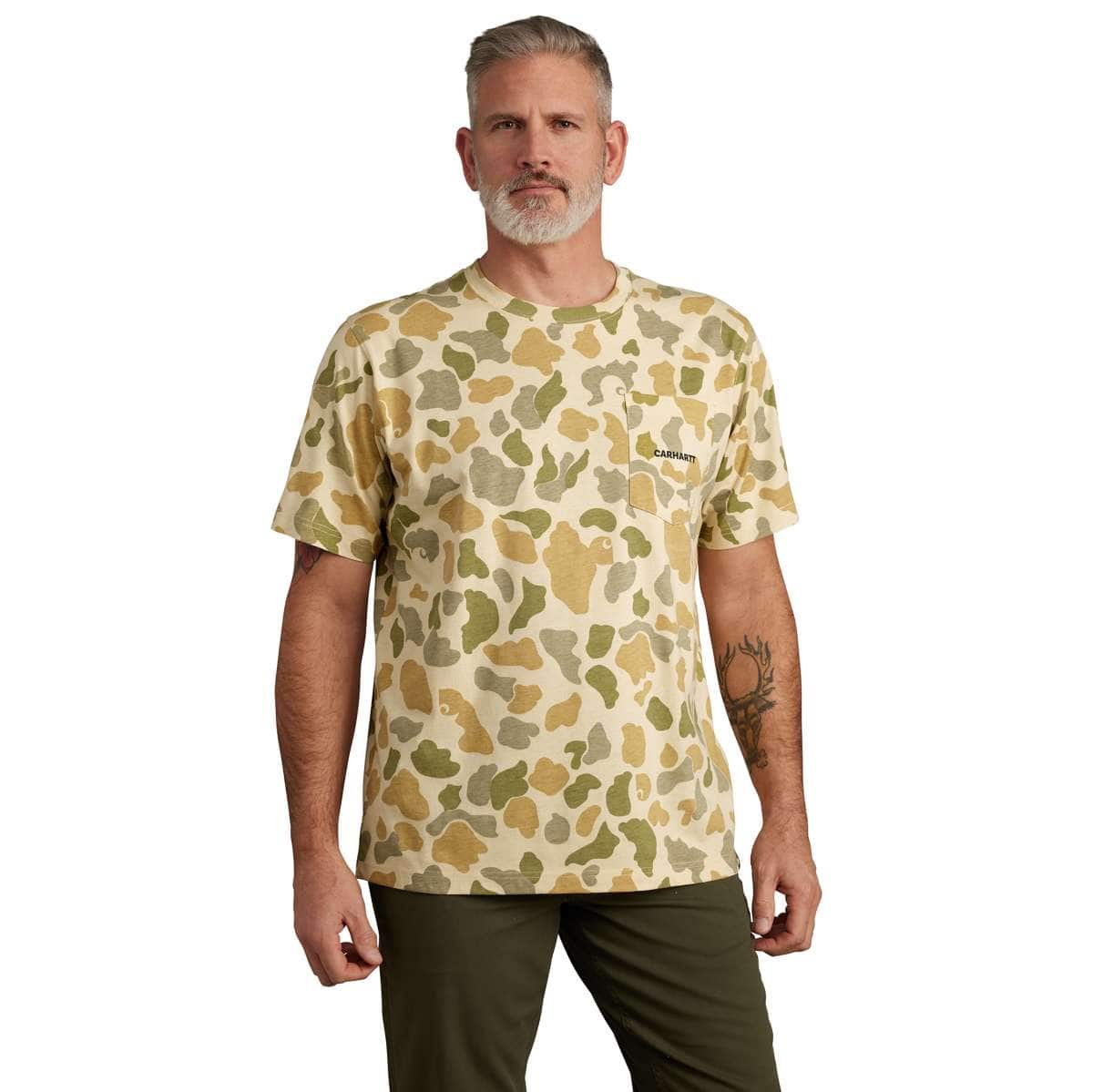 Carhartt Relaxed Fit Lightweight Short-Sleeve Pocket Camo Logo Graphic T-Shirt — A41-Beach Signature Camo, manufacturer product image