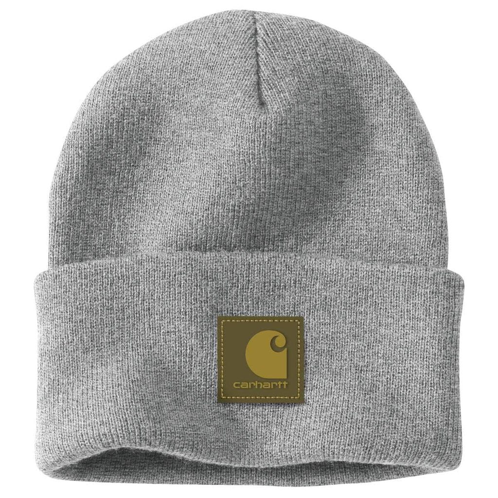 Carhartt Knit Rubber Patch Beanie — HGY-Heather Gray, manufacturer product photo