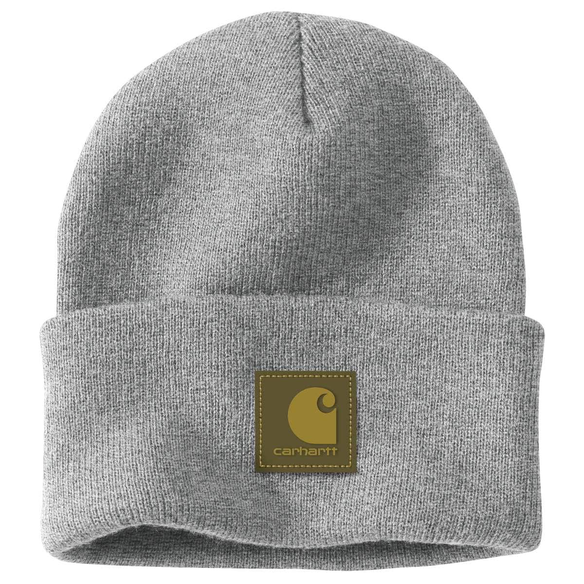 Carhartt Knit Rubber Patch Beanie — HGY-Heather Gray, manufacturer product photo
