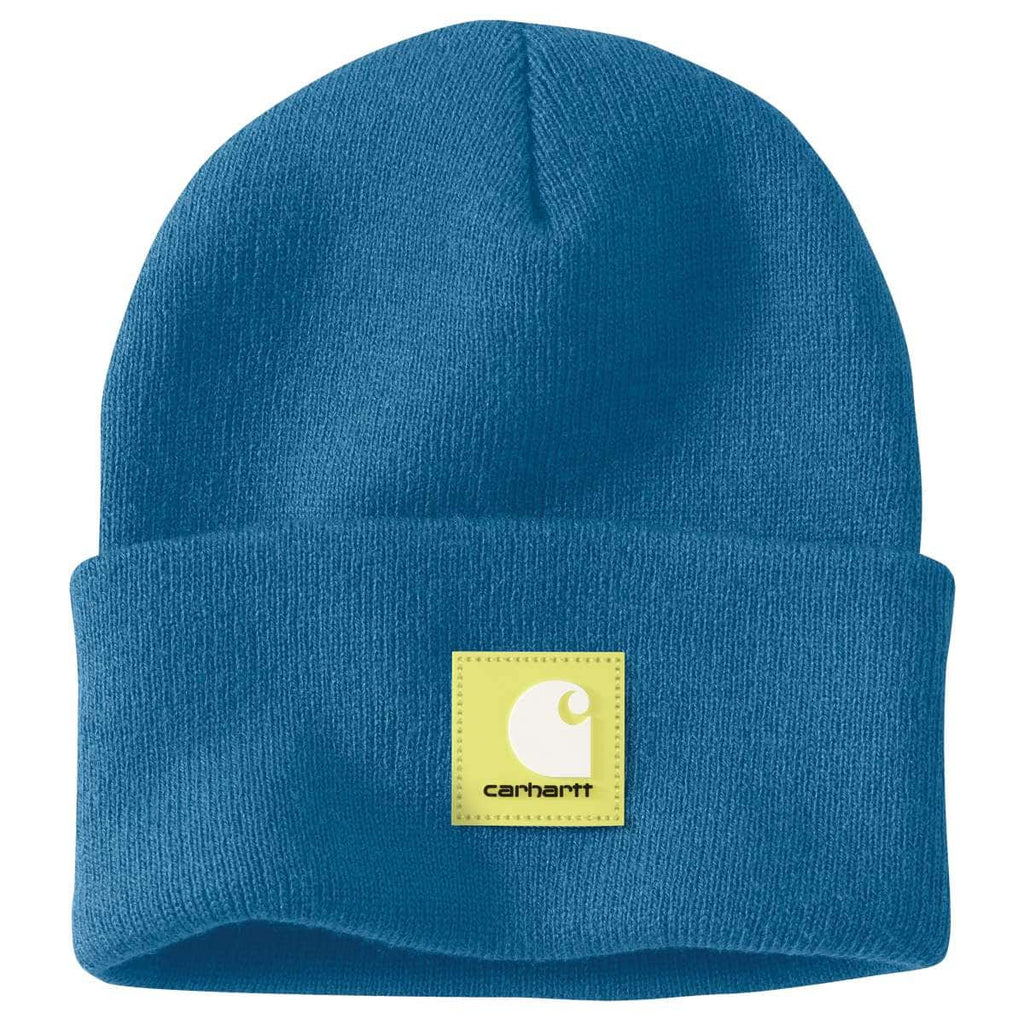 Carhartt Knit Rubber Patch Beanie — HO6-Horizon Blue, manufacturer product photo