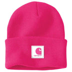 Carhartt Knit Rubber Patch Beanie — P42-Pink Glow, manufacturer product photo
