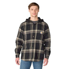 Carhartt Rugged Flex™ Relaxed Fit Flannel Fleece Lined Hooded Shirt Jac — N68-Black/Mud Gray, manufacturer product photo