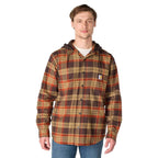 Carhartt Rugged Flex™ Relaxed Fit Flannel Fleece Lined Hooded Shirt Jac — RG0-Homestead Red, manufacturer product photo
