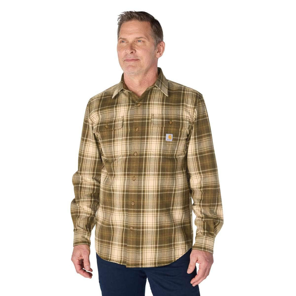 Carhartt Loose Fit Heavyweight Flannel Long-Sleeve Plaid Shirt — GN6-Burnished Logs, manufacturer product photo