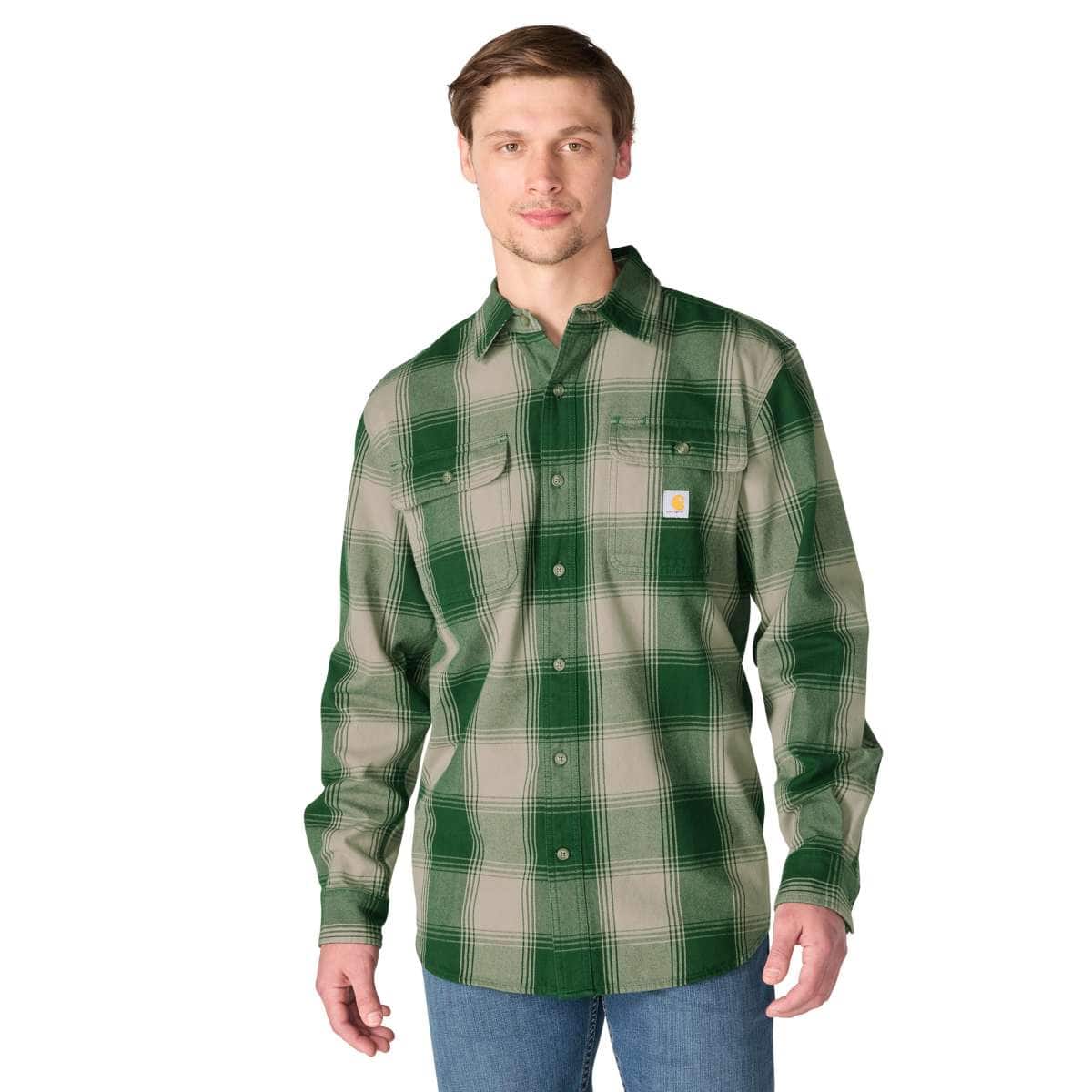 Carhartt Loose Fit Heavyweight Flannel Long-Sleeve Plaid Shirt — GO2-Douglas Fir, manufacturer product photo