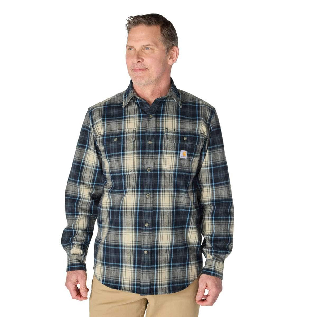 Carhartt Loose Fit Heavyweight Flannel Long-Sleeve Plaid Shirt — I26-Navy, manufacturer product photo
