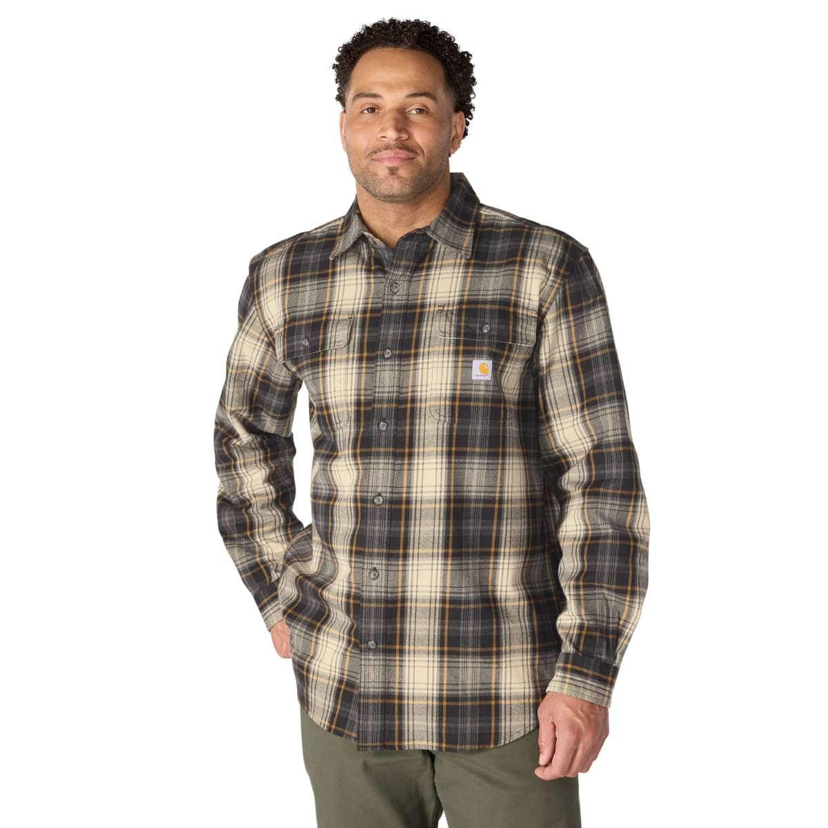 Carhartt Loose Fit Heavyweight Flannel Long-Sleeve Plaid Shirt — N04-Black, manufacturer product photo