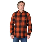Carhartt Loose Fit Heavyweight Flannel Long-Sleeve Plaid Shirt — RG0-Homestead Red, manufacturer product photo