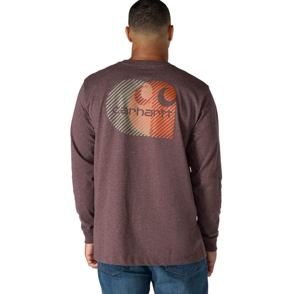 Carhartt Relaxed Fit Heavyweight Long-Sleeve Pocket C Graphic T-Shirt — BB4-Dark Sepia Heather, manufacturer product photo