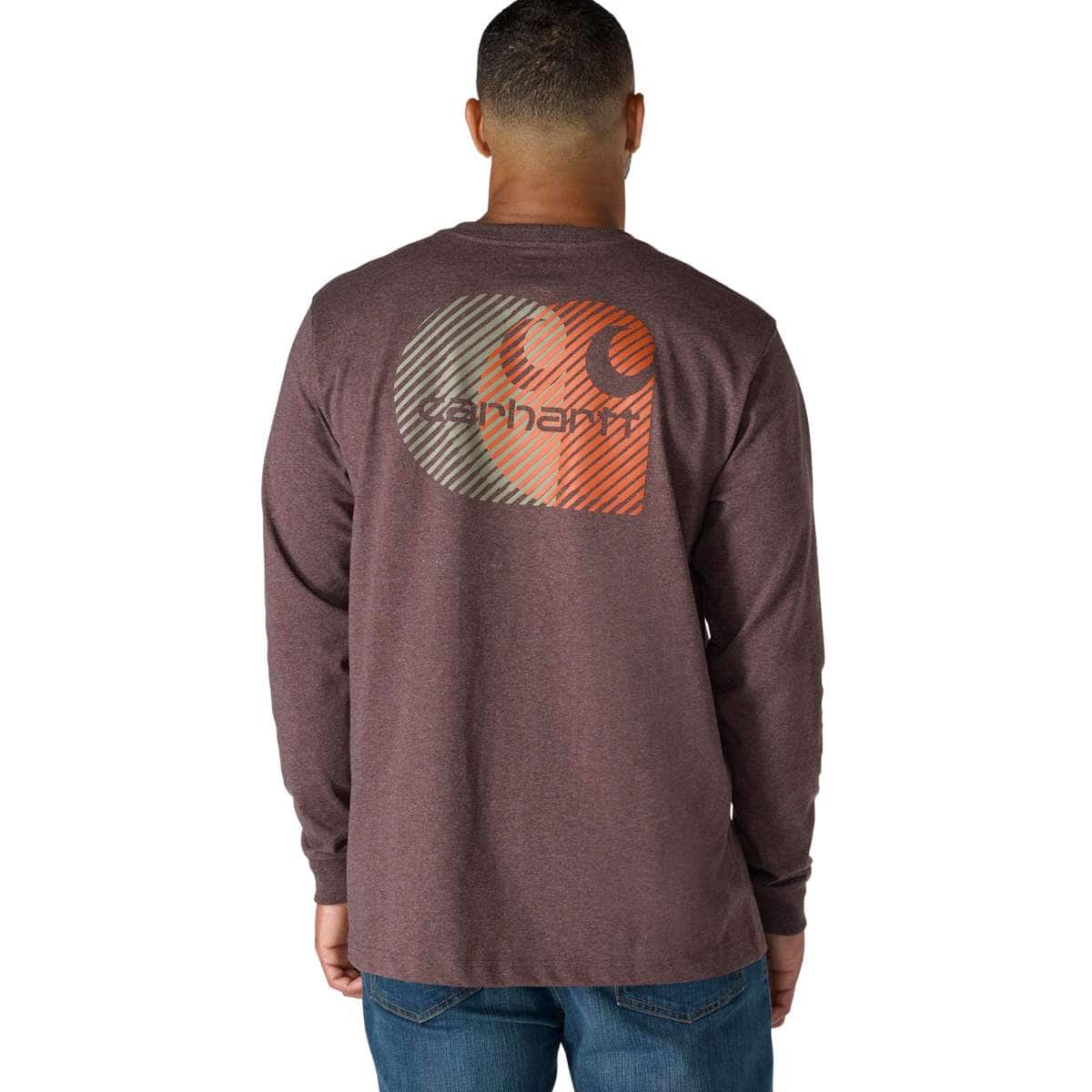 Carhartt Relaxed Fit Heavyweight Long-Sleeve Pocket C Graphic T-Shirt — BB4-Dark Sepia Heather, manufacturer product photo