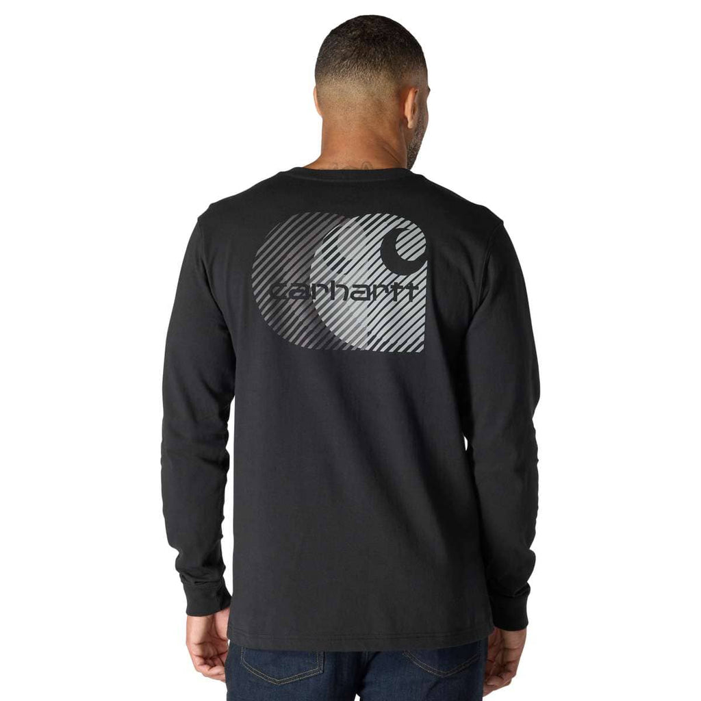 Carhartt Relaxed Fit Heavyweight Long-Sleeve Pocket C Graphic T-Shirt — BLK-Black, manufacturer product photo