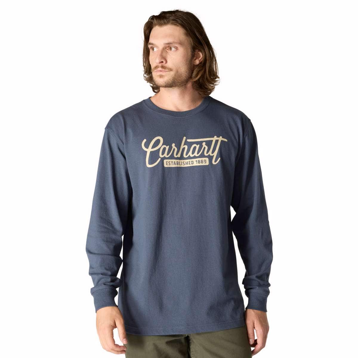 Carhartt Loose Fit Heavyweight Long-Sleeve Script Graphic T-Shirt — BLS-Bluestone, manufacturer product photo