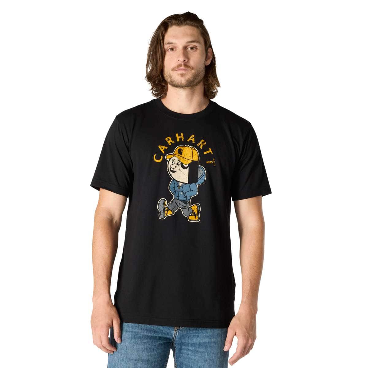 Carhartt Relaxed Fit Lightweight Short-Sleeve Active Jac Graphic T-Shirt — N04-Black, manufacturer product photo