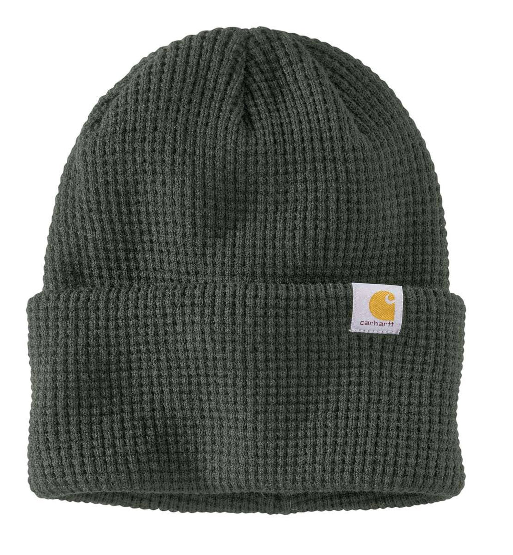 Carhartt Knit Waffle Beanie — G15-Forestry Green, manufacturer product photo