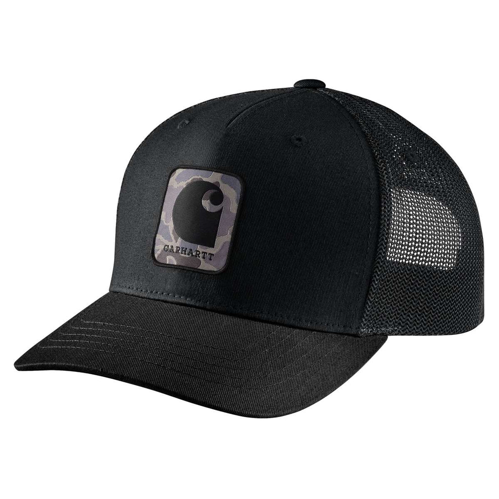 Carhartt Rugged Flex® Twill Mesh-Back Camo Patch Cap — BLK-Black, manufacturer product photo