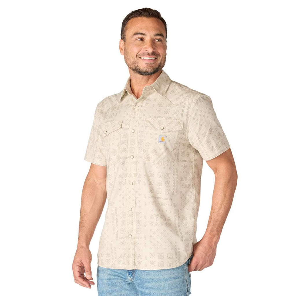 Carhartt Montana Bozeman Relaxed Short Sleeve Plaid Shirt — A55- Cobblestone Bandana Print, manufacturer product photo