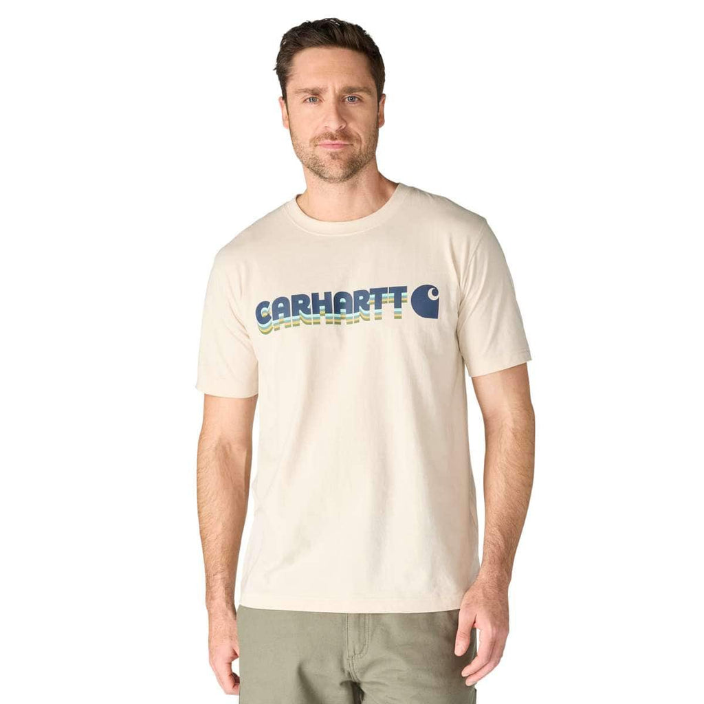 Carhartt Irvine Relaxed Layered Logo T-Shirt — A16-Oat Milk, manufacturer product image