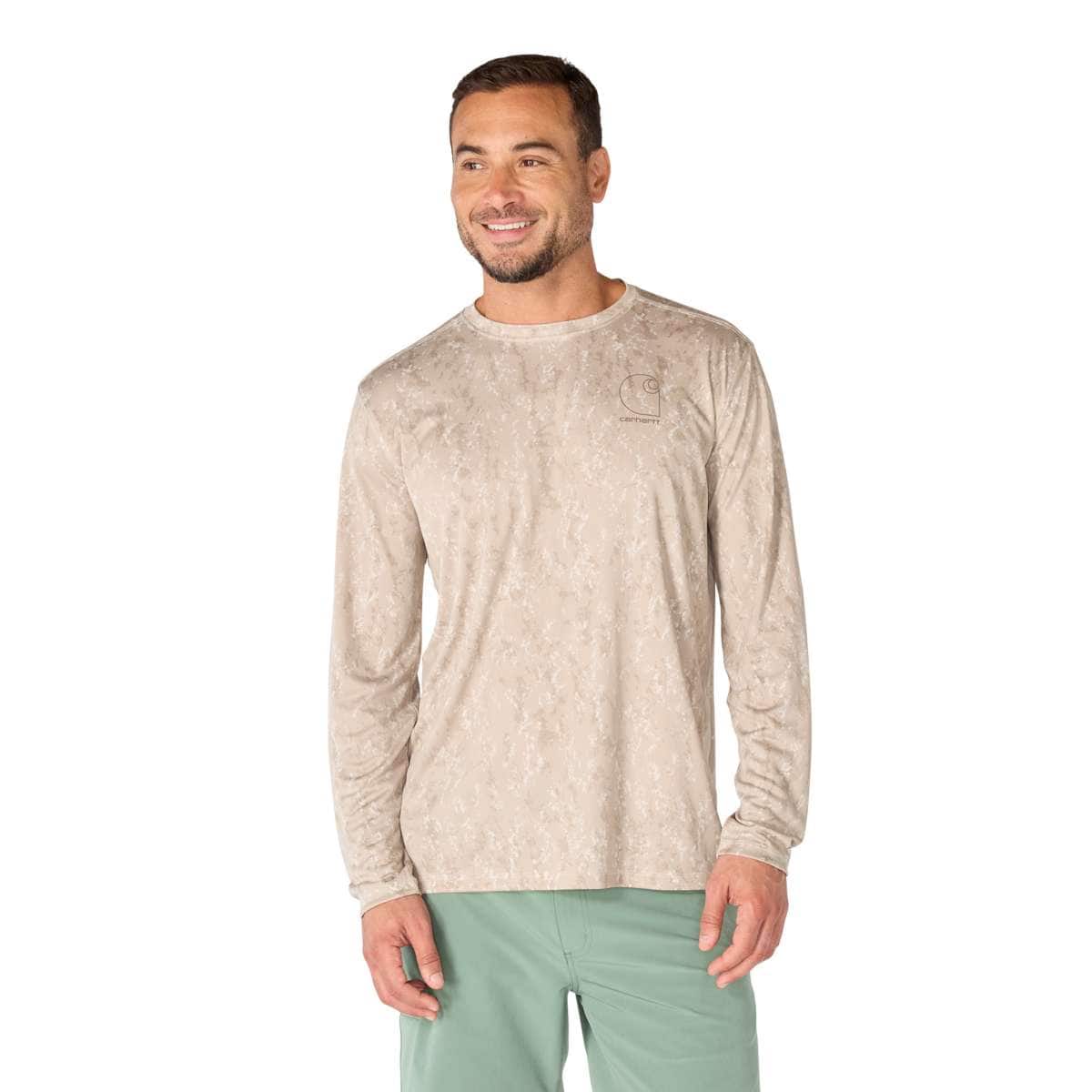 Carhartt Force® Sun Defender™ Relaxed Print Long Sleeve T-Shirt — A54-Cobblestone Terrain Camo, manufacturer product image