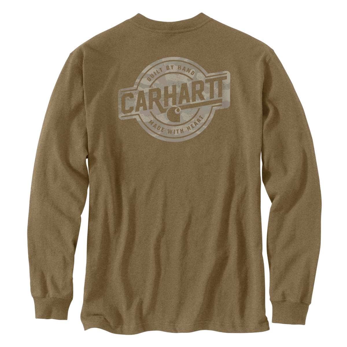 Carhartt Irvine Relaxed Camo Badge Long-Sleeve T-Shirt — GR8-Night Fatigue Heather, manufacturer product photo