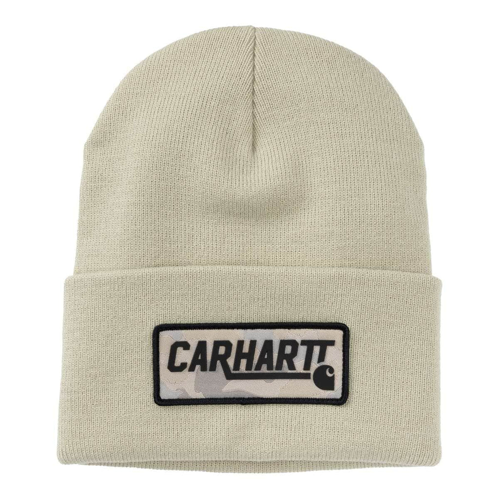 Carhartt Mens Camo Patch Cuffed Beanie — Faded Fatigue-GR9, manufacturer product photo