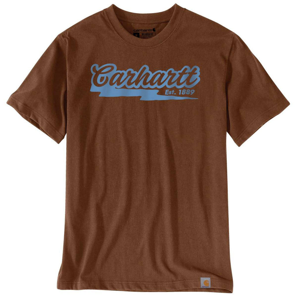 Carhartt Irvine Relaxed Script 1889 T-Shirt — RC8-Red Duck Heather, manufacturer product image