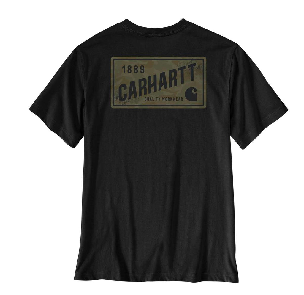 Carhartt Irvine Relaxed Camo License Plate T-Shirt — N04-Black, manufacturer product photo