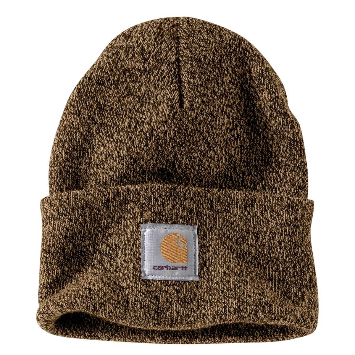 Carhartt Iconic A18 Watch Cap Beanie — 247-Dark Brown/Sandstone, manufacturer product photo