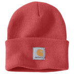 Carhartt Iconic A18 Watch Cap Beanie — P82-Deep Fire Coral, manufacturer product photo