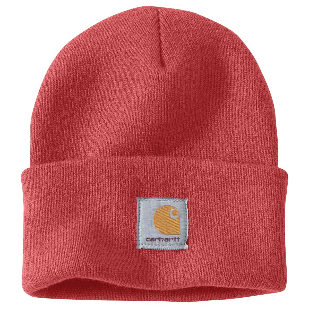 Carhartt Iconic A18 Watch Cap Beanie — P82-Deep Fire Coral, manufacturer product photo