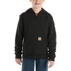 Carhartt Kids Boys Long-Sleeve Full-Zip Logo Sweatshirt — Black, manufacturer product image