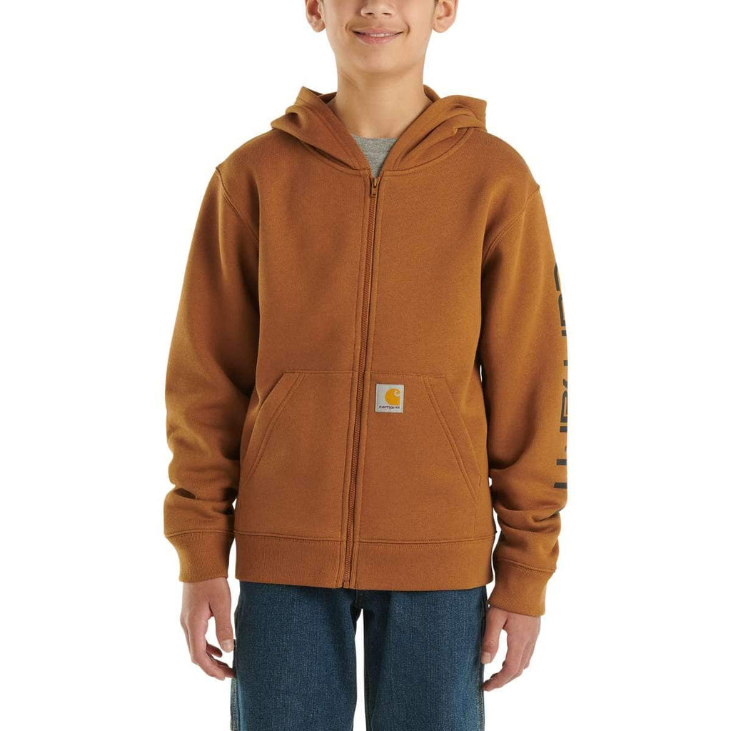 Carhartt Kids Boys Long-Sleeve Full-Zip Logo Sweatshirt — Carhartt Brown, manufacturer product image