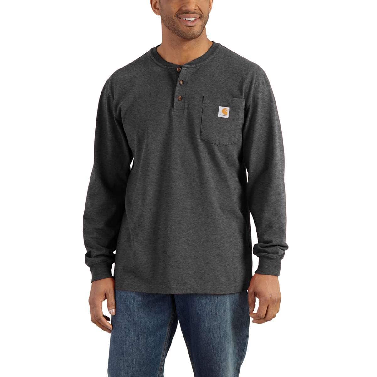 Carhartt Long-Sleeve Pocket Henley T-Shirt — CRH- Carbon Heather, manufacturer product image