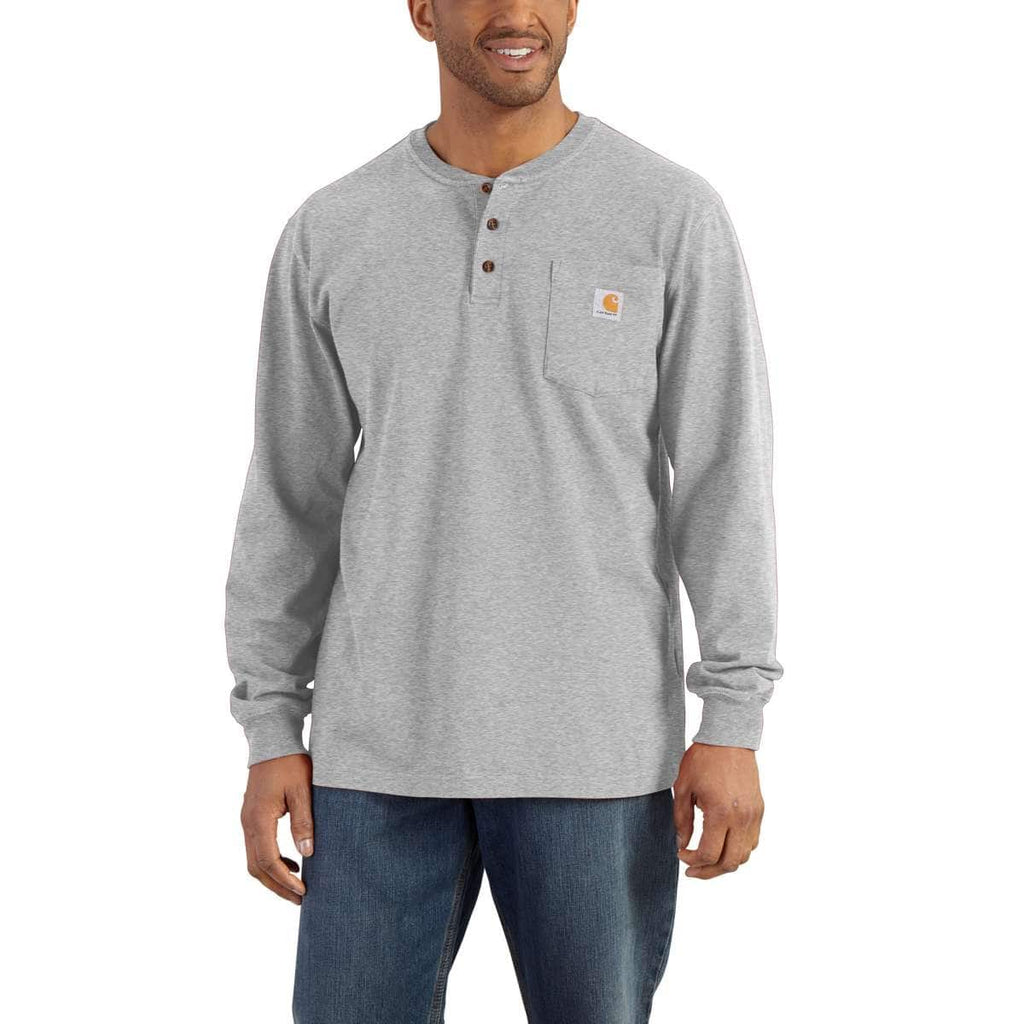 Carhartt Long-Sleeve Pocket Henley T-Shirt — HGY-Heather Grey, manufacturer product image