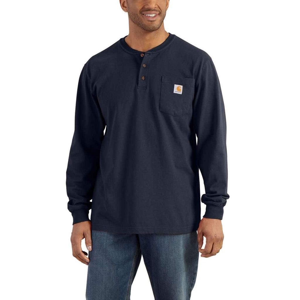 Carhartt Long-Sleeve Pocket Henley T-Shirt — NVY-Navy, manufacturer product image