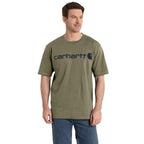 Carhartt Signature Logo Short Sleeve Shirt — DOV-Dusty Olive, manufacturer product photo