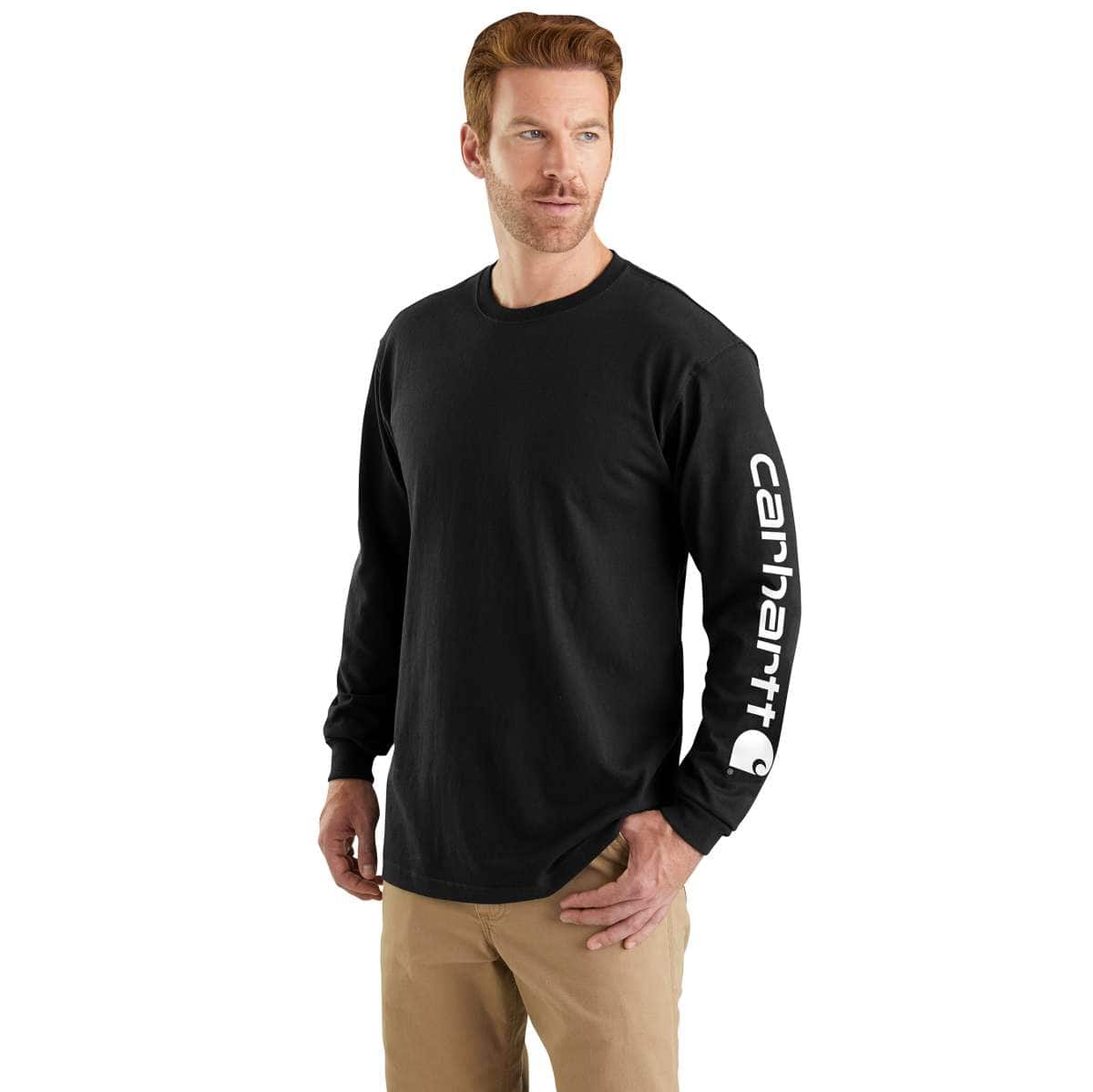 Carhartt Dearborn Loose LS Logo T-Shirt — BLK-Black, manufacturer product image